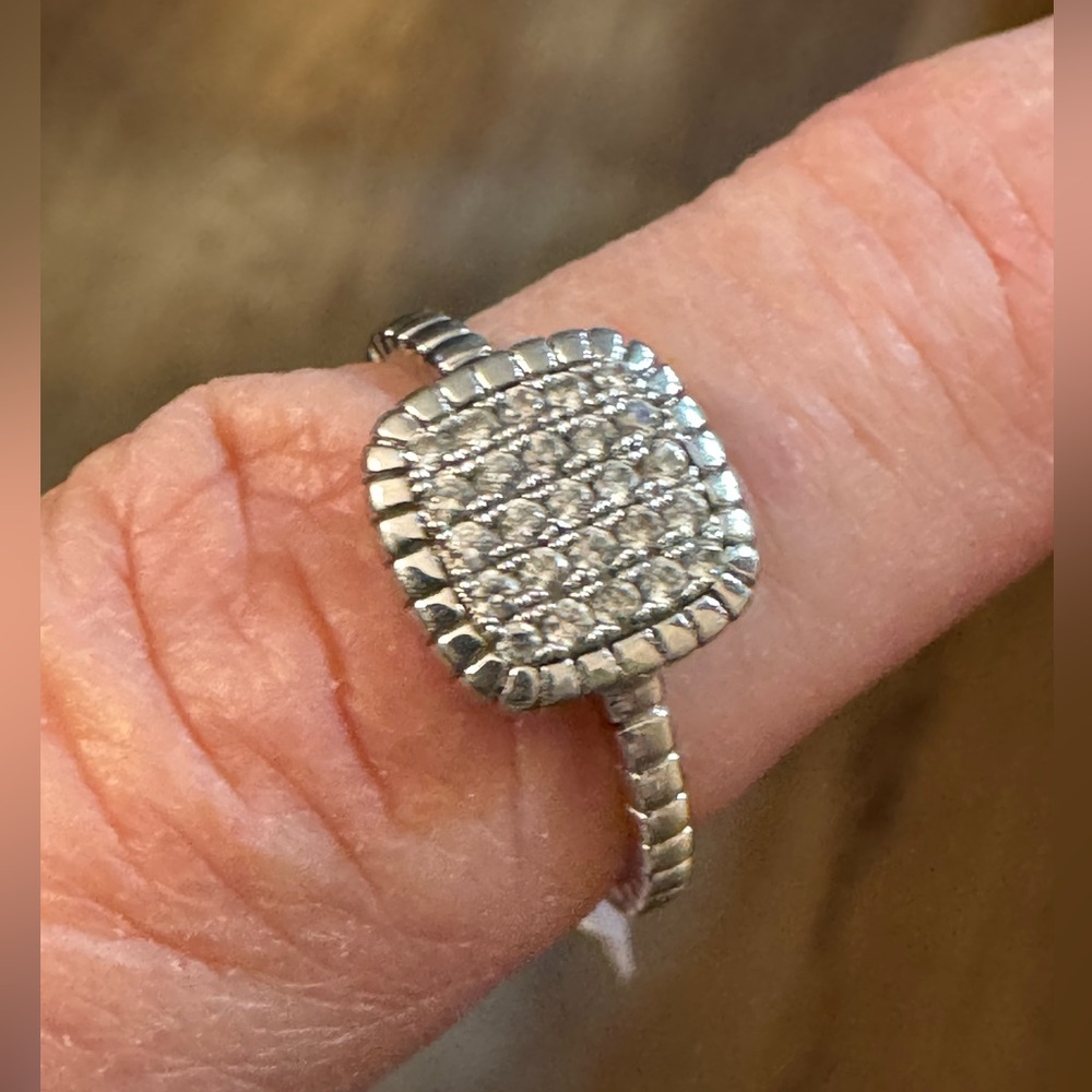 Silver Square Multi Stone Ring (Size 6) - image 2